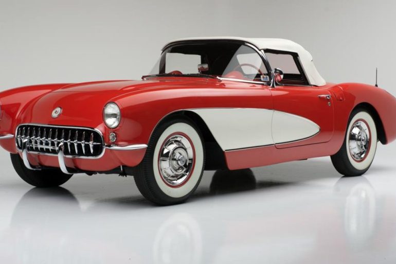 The 1956-1957 Corvette are distinguishable from later model C1 Corvettes because of the single headlight on either side of the car's front end.