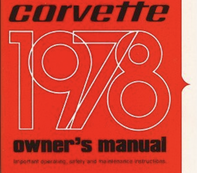1978 Corvette Owners Manual
