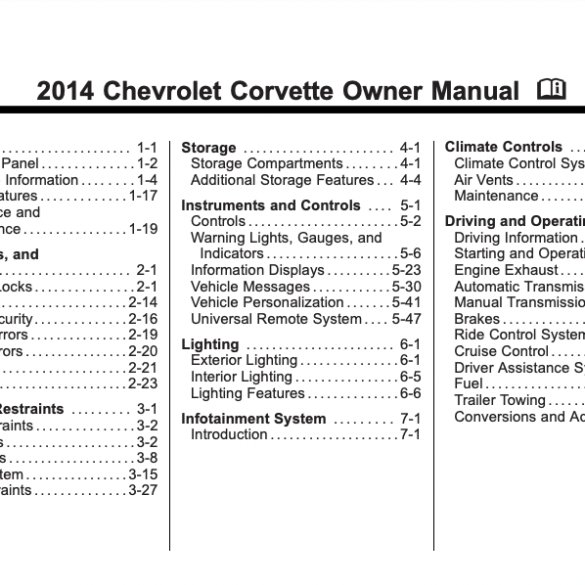 2014 Corvette Owners Manual