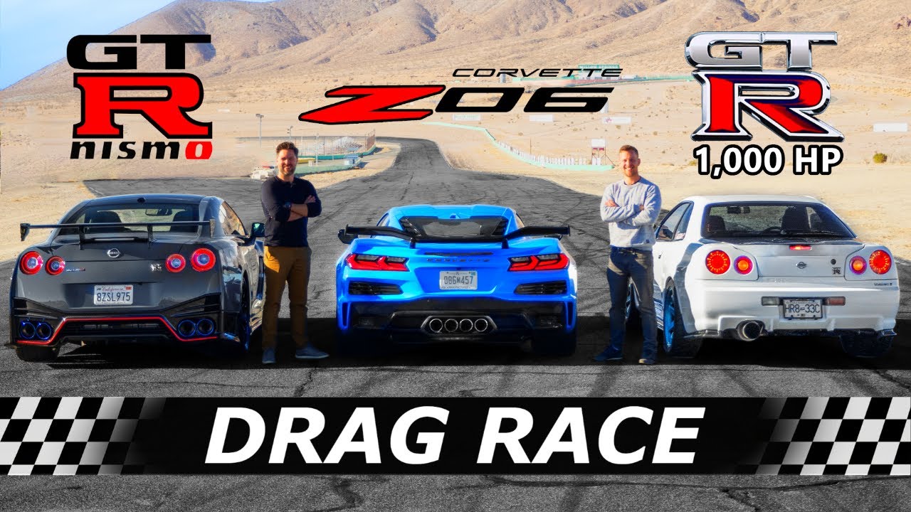 The New 2023 Corvette C8 Z06 Takes On A Nissan GTR Nismo & A 1000 HP GT-R R34