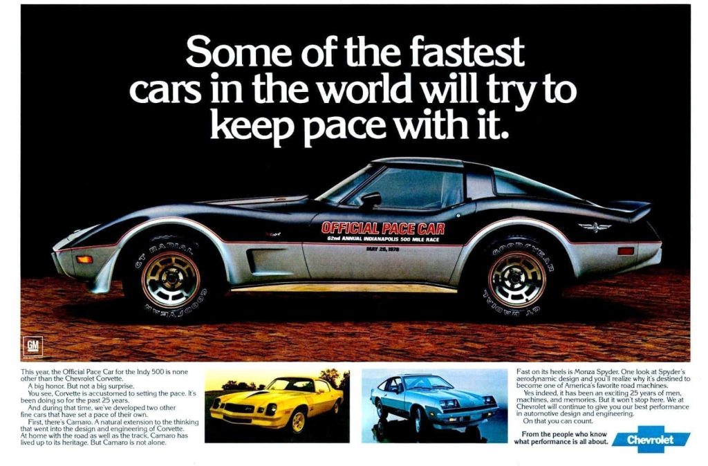 Original ad for the 1978 Indy Pace Car Edition Corvette.