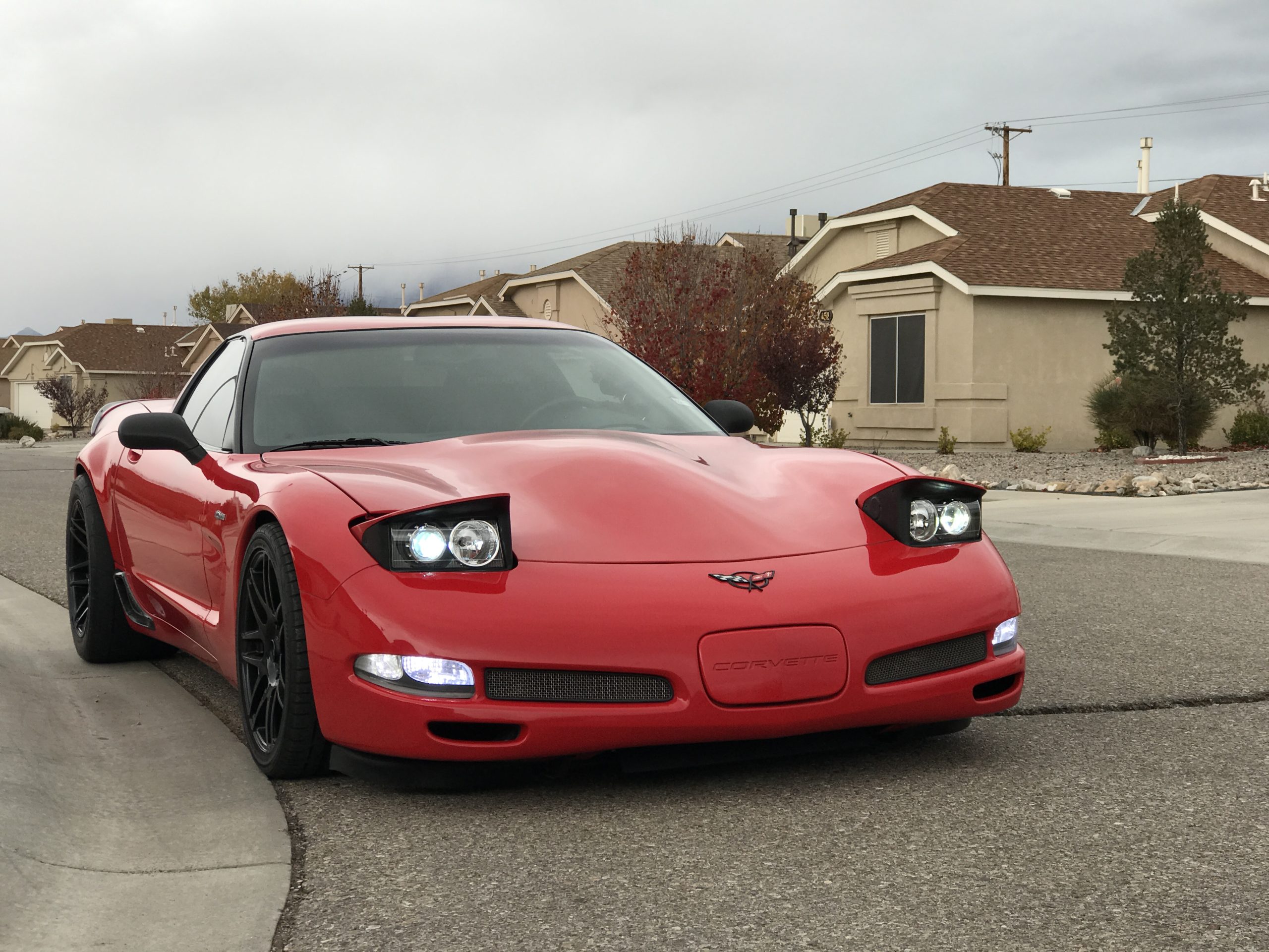 C5 Corvette with aftermarket headlights
