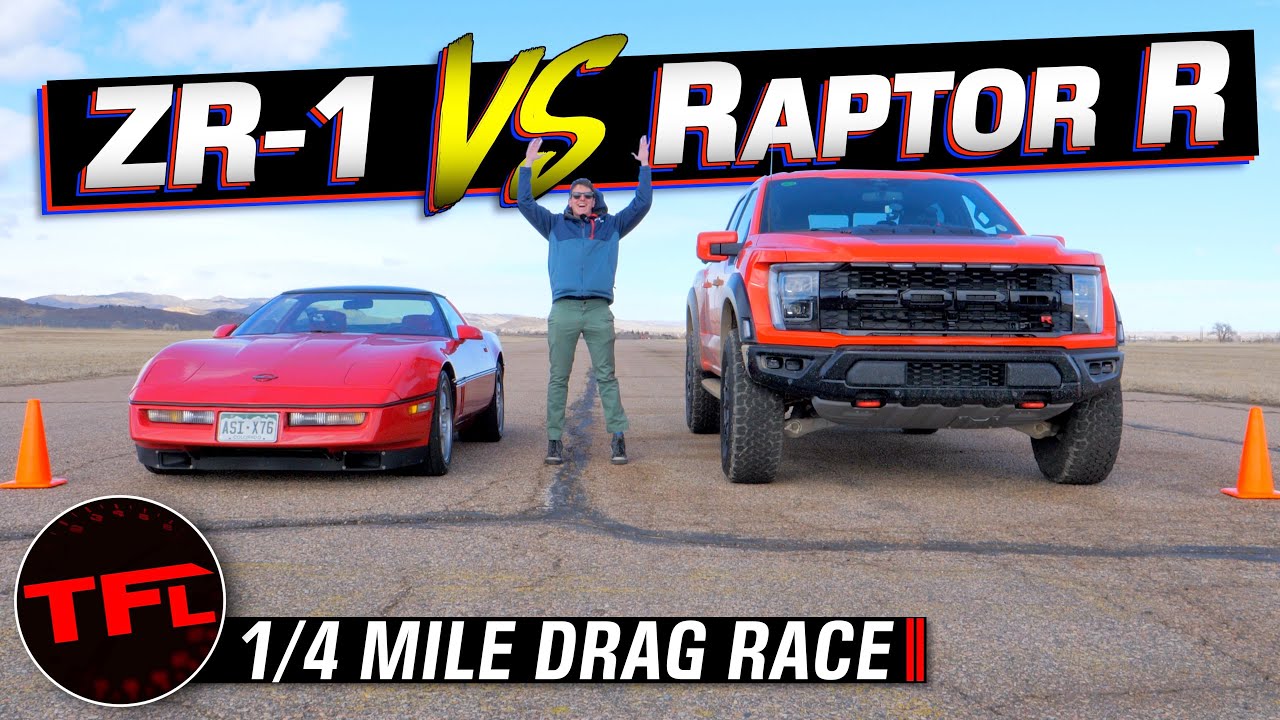 DRAG RACE: C4 Chevy Corvette ZR-1 vs 2023 Ford F-150 Raptor R