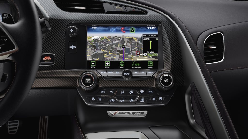 The 2015 Chevrolet Corvette Stingray interior blended fine materials and craftsmanship with advanced technologies to deliver a more connected and more engaging driving experience.