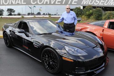 A pre-production model of the 2011 Corvette Carbon Edition Z06 crosses the Barrett-Jackson's Palm Beach auction block in April 2010.