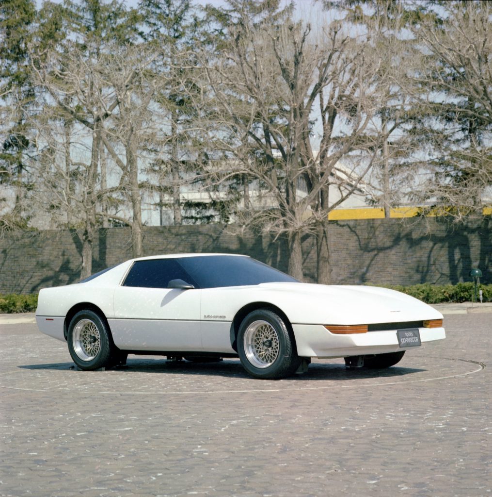 One of the pre-prototype models on display in GM's Design Studio courtyard. This model still featured the forward-swept B-Pillar (Image courtesy of GM Media.)