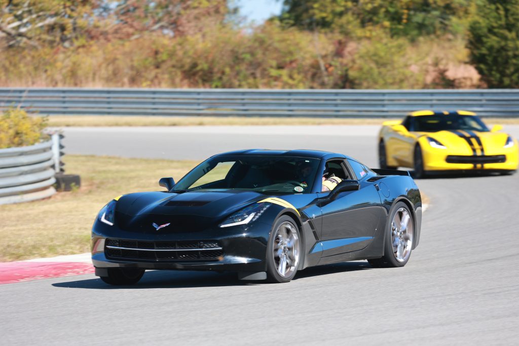 A pair of C7 Corvette Stingrays participating in an HPDI class at the NCM Motorsports Park. (Image courtesy of ABI Photography).