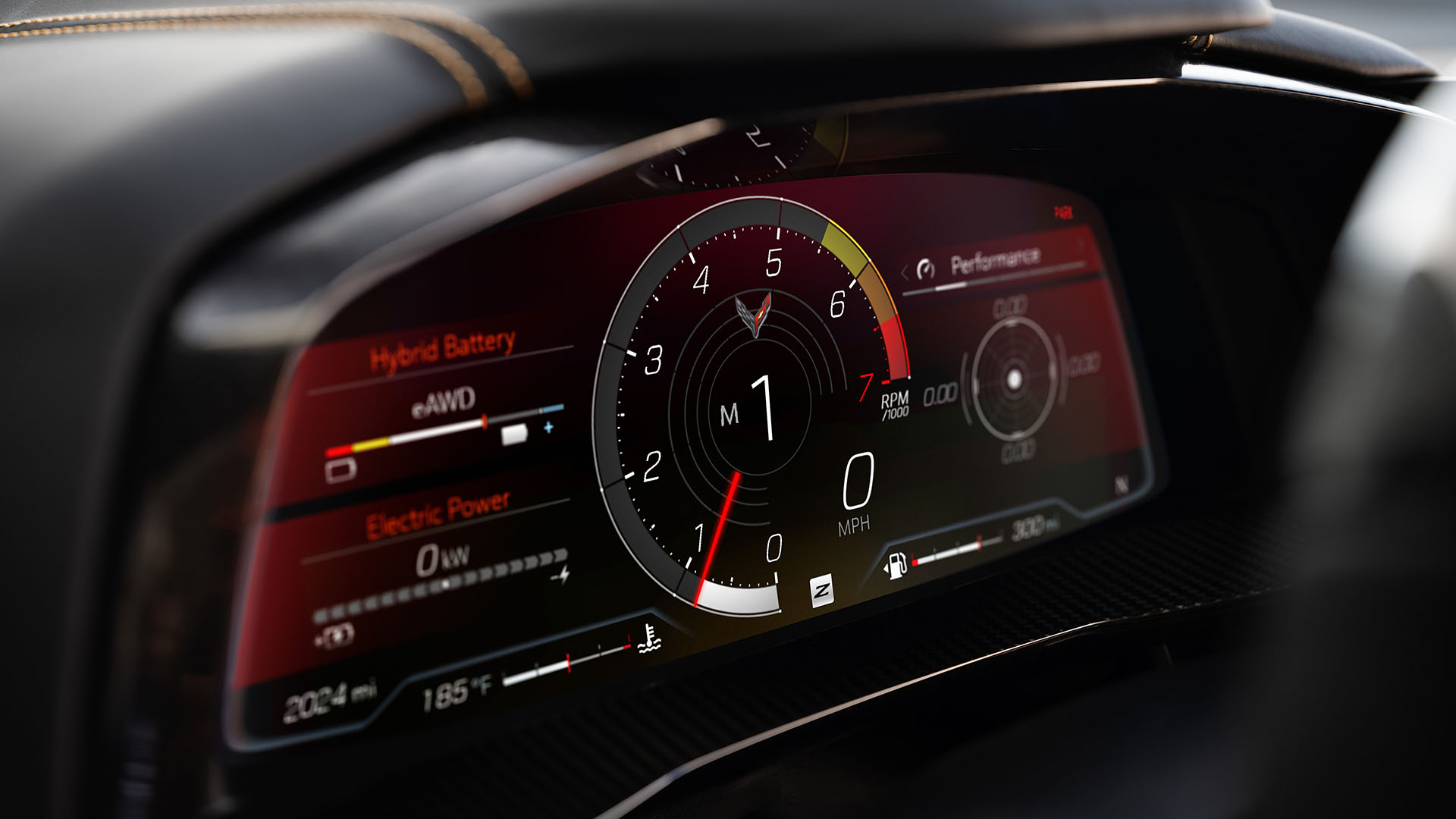 digital gauge cluster on the Corvette E-ray