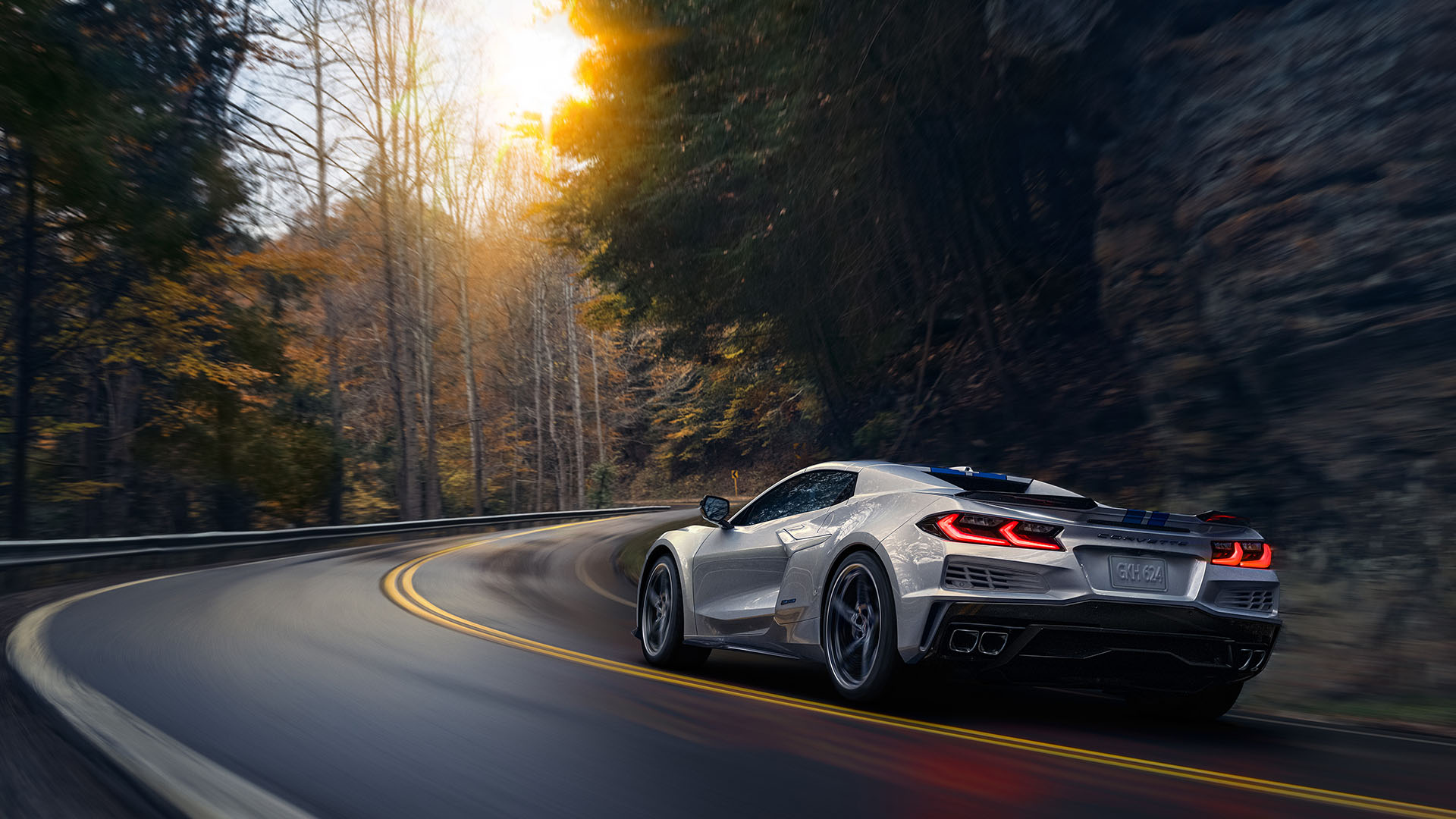 Chevrolet Corvette E-Ray on a twisty road