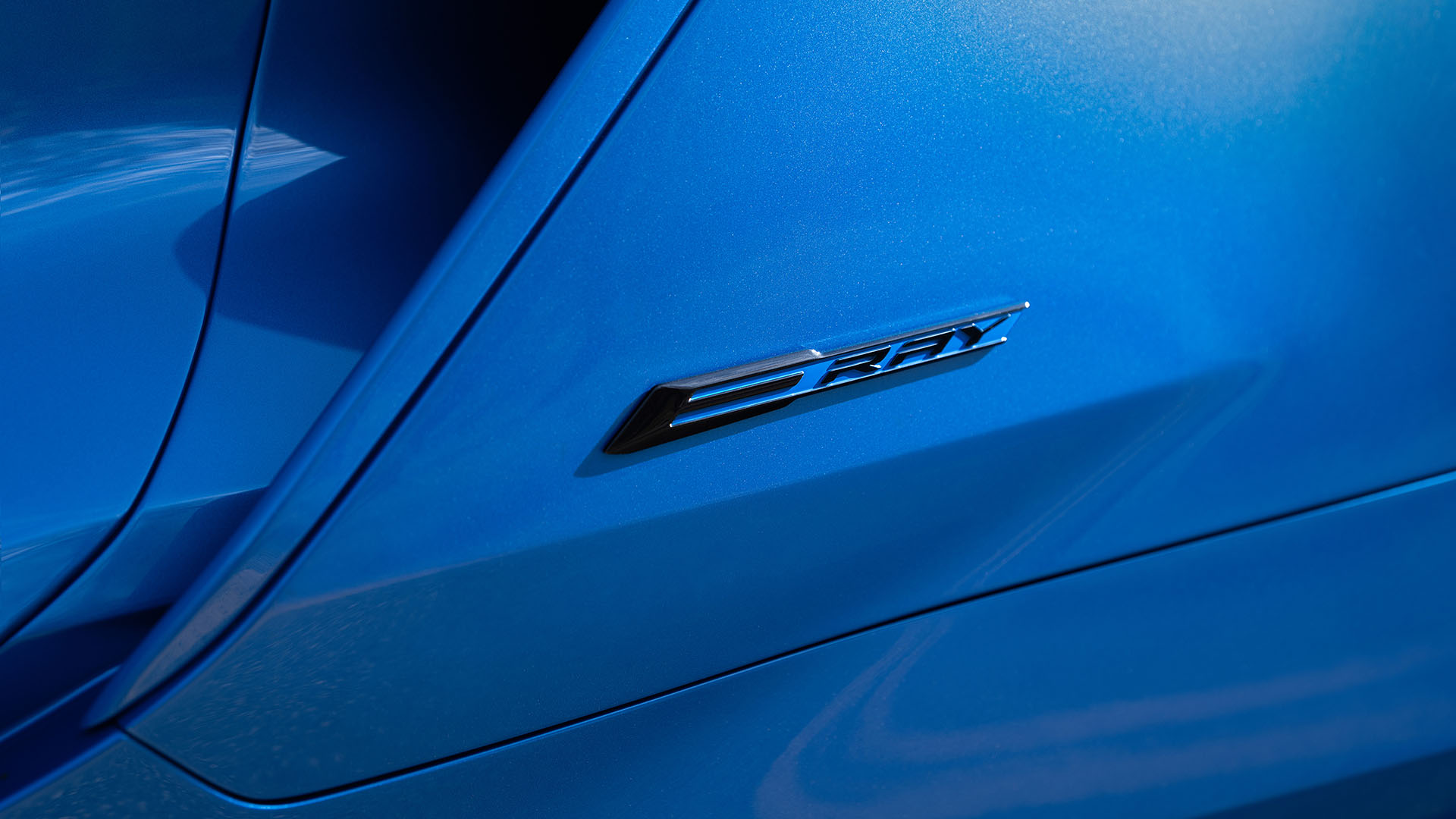 E-Ray badge on the new C8 hybrid Corvette