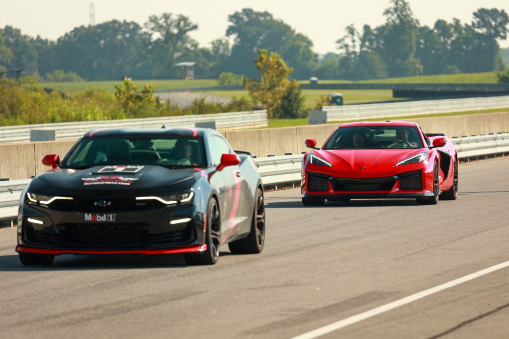 The Z06 Fast Pack Experience begins with four spirited Tour Laps around the NCM MSP's 3.2-mile track. As you can see here, Griff Tomlin leads us out onto the field. (Image courtesy of Cole Carroll / NCM Motorsportspark.org)