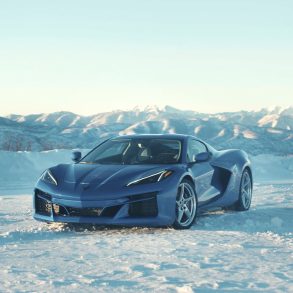 2024 Chevrolet Corvette E-Ray in the snow