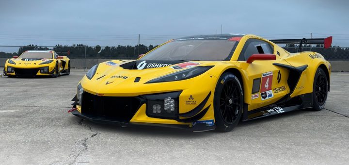 The 2024 Corvette Z06 GT3.R in Corvette Yellow looks stunning as Corvette Racing by Pratt Miller Motorsports prepares for its inaugural 2024 race season.