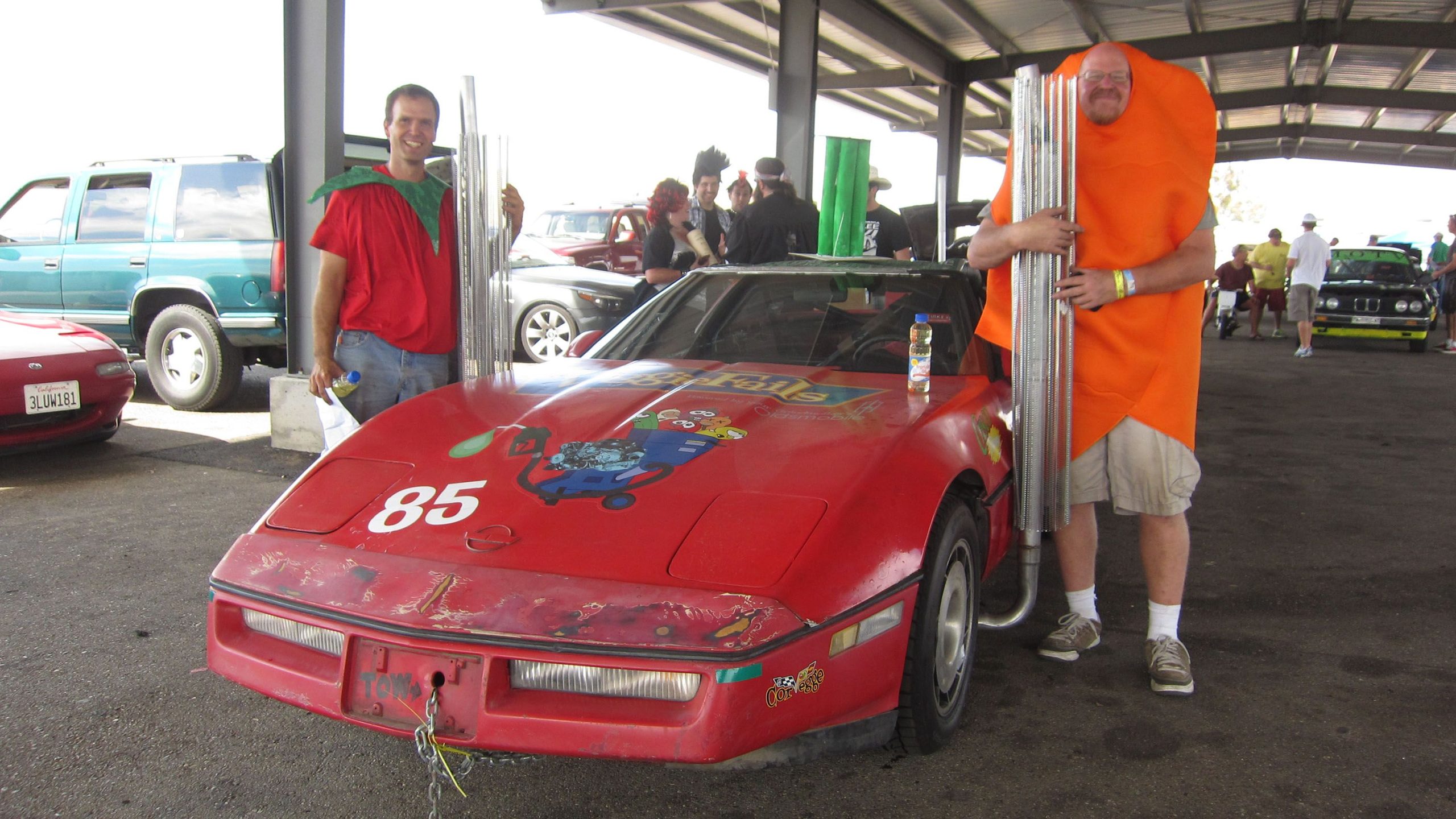 Red Chevrolet Corvette C4 powered by biodiesel