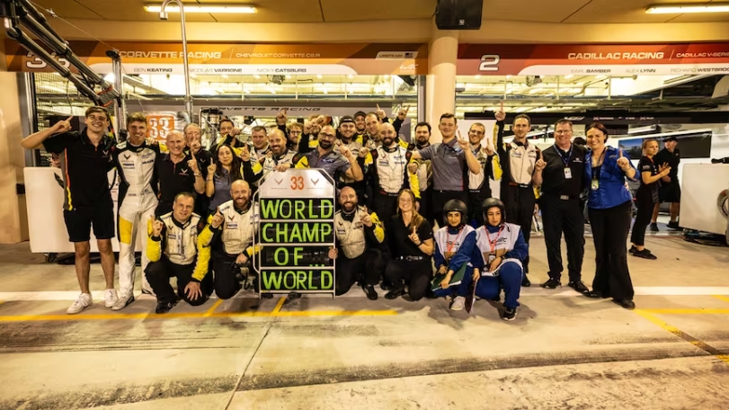 Corvette Racing's WEC team celebrate another championship at the completion of their final event in Bahrain! (Image courtesy of Richard Prince.)