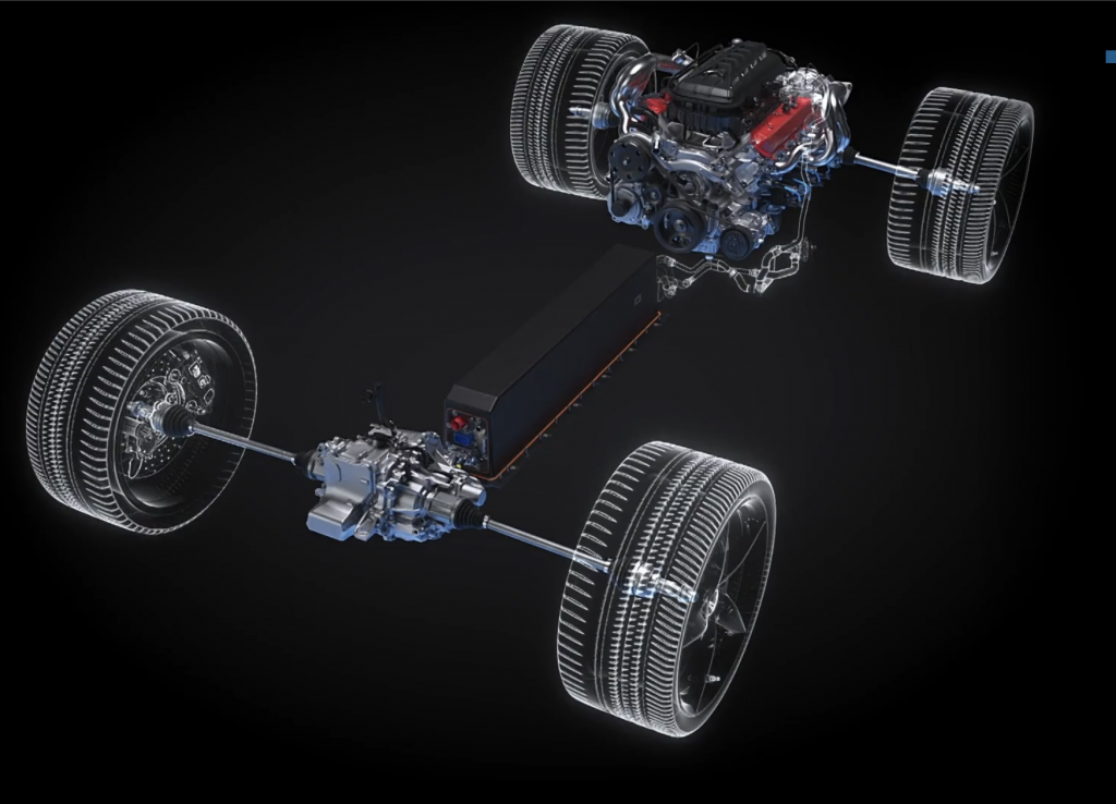 Corvette E-Ray drivetrain layout