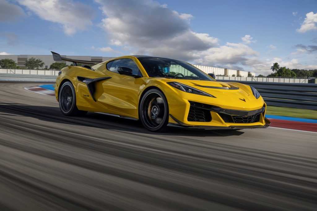 The 2025 Corvette ZR1 has reached a confirmed top speed of 233.5 miles per hour, a 0-60 time of 2.3 seconds, and a quarter mile time of 9.6 seconds at 150 mph.  (Image courtesy of GM Media.)