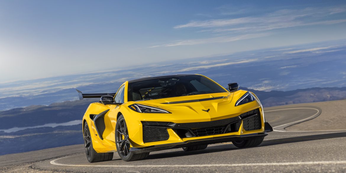 3/4 view of a 2025 yellow Chevrolet Corvette ZR1