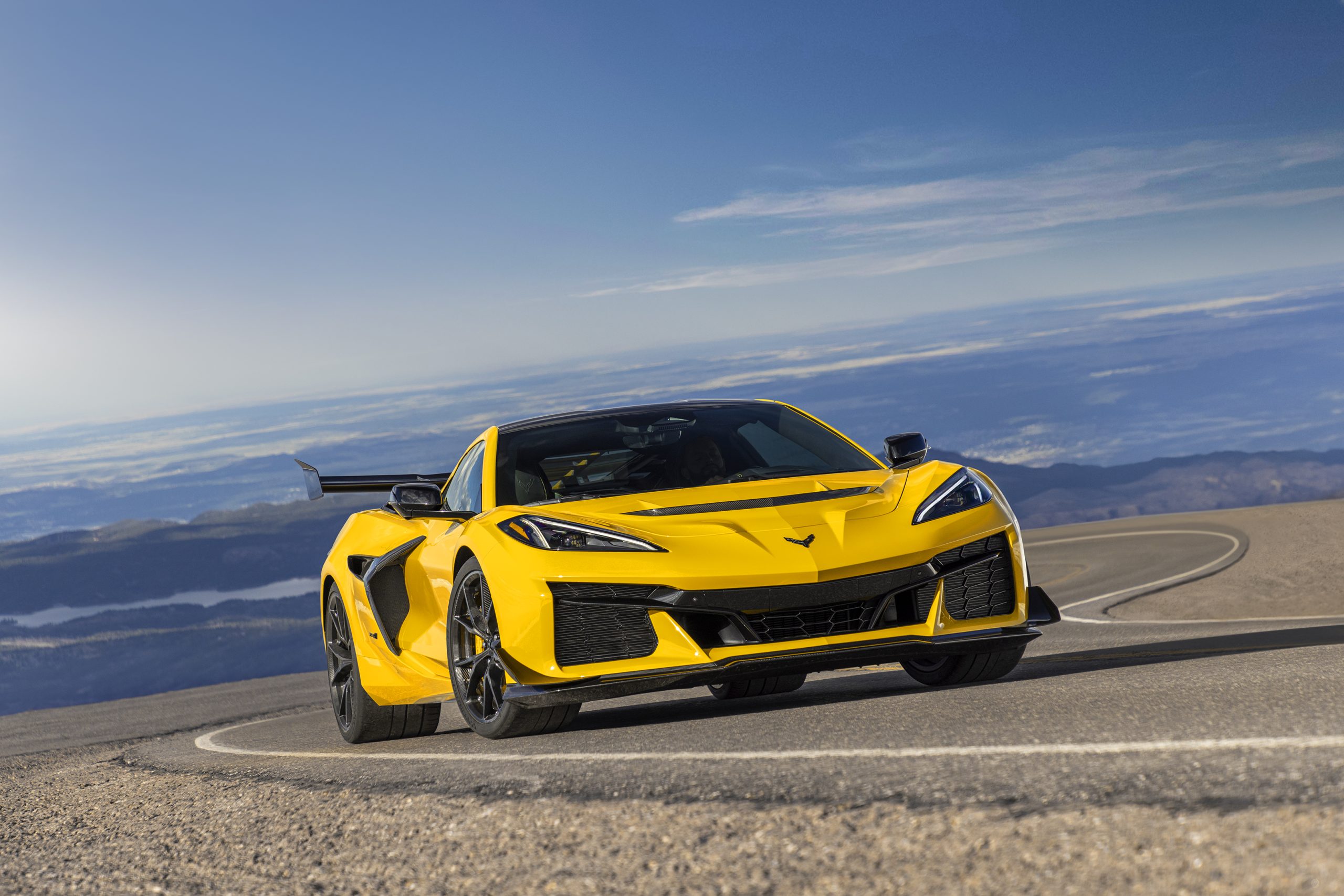 3/4 view of a 2025 yellow Chevrolet Corvette ZR1