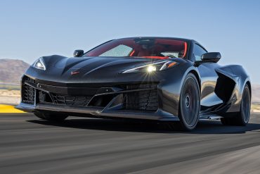 Three-quarter front view of a 2024 Chevrolet Corvette E-ray