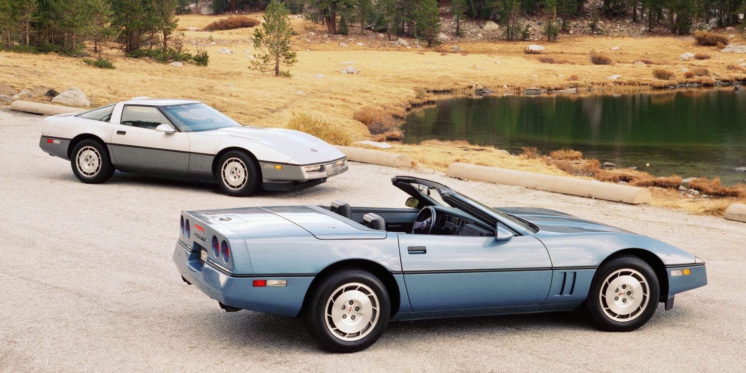 1986 Corvette coupe and convertible side by side