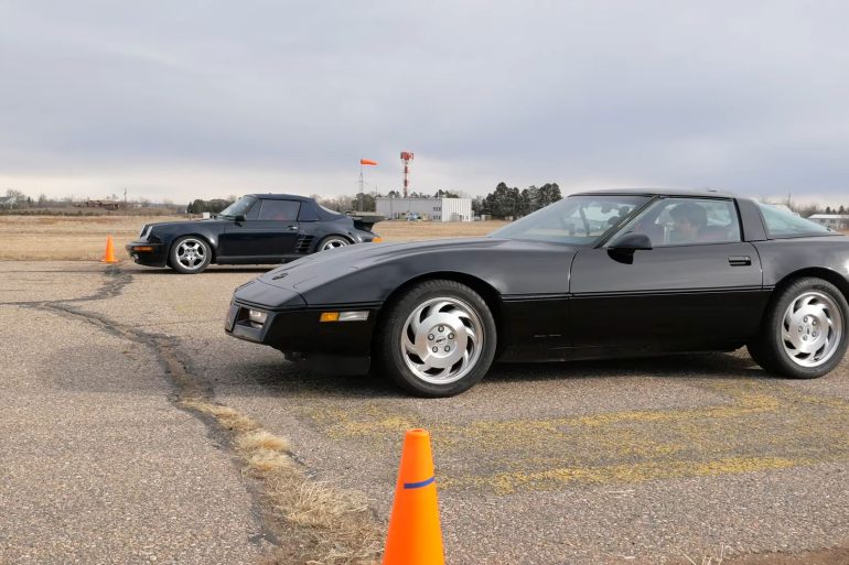 C4 Corvette drag race vs Porsche 911