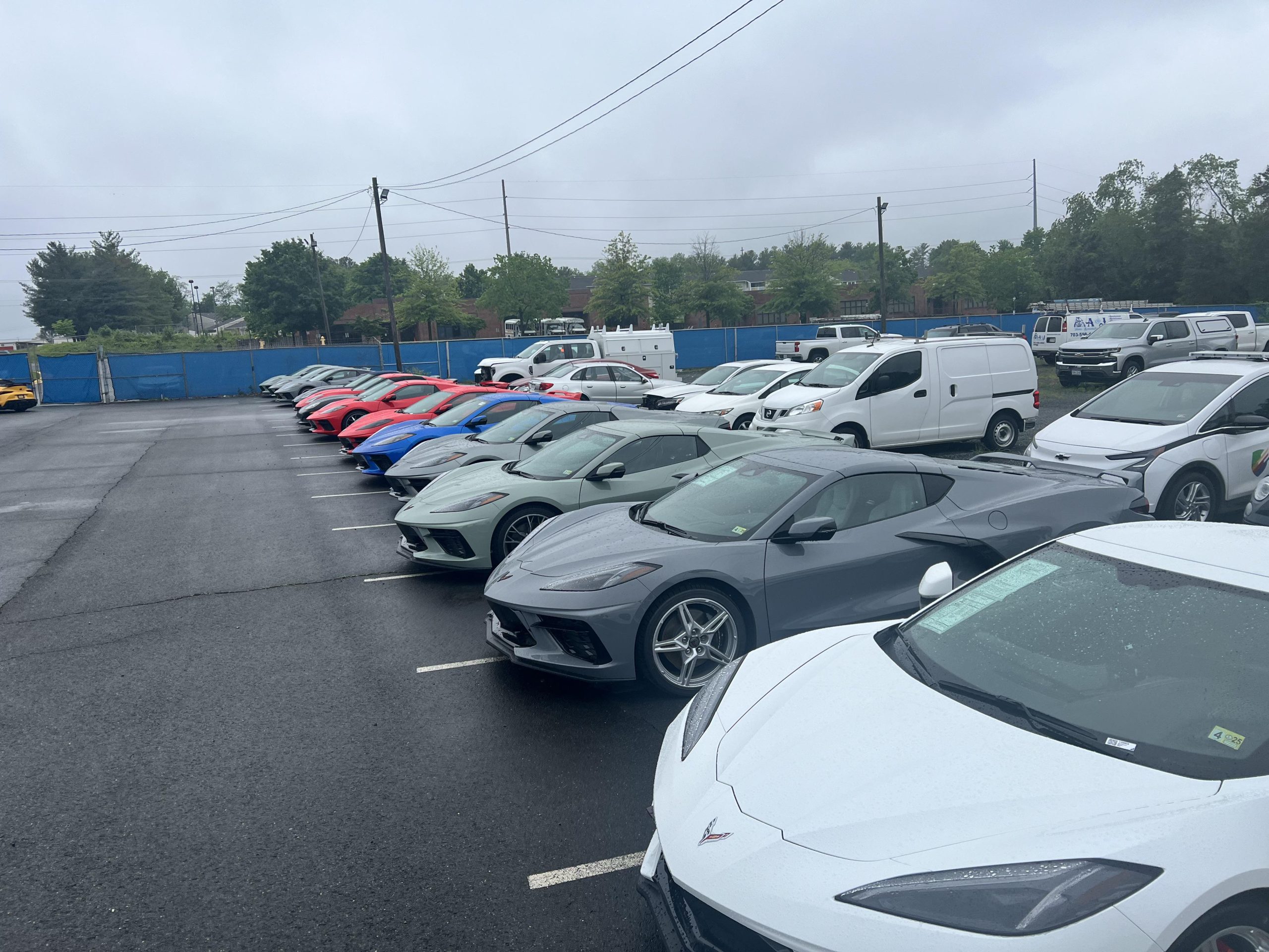 C8 Corvettes sitting in a lot
